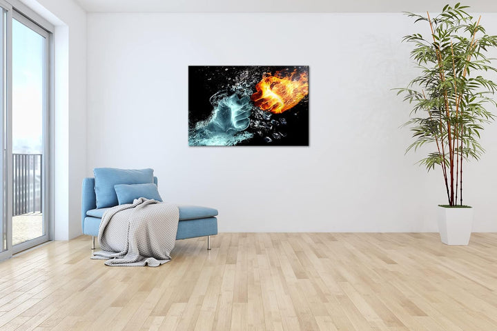 deyoli Feuer und Wasser prallen zusammen Format: 60x40 cm als Leinwandbild, Motiv fertig gerahmt auf