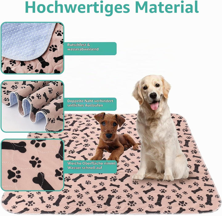 2 Stück 80*70cm Welpenunterlagen Waschbar, Wiederverwendbare Puppy Training Pads, rutschfeste und sa