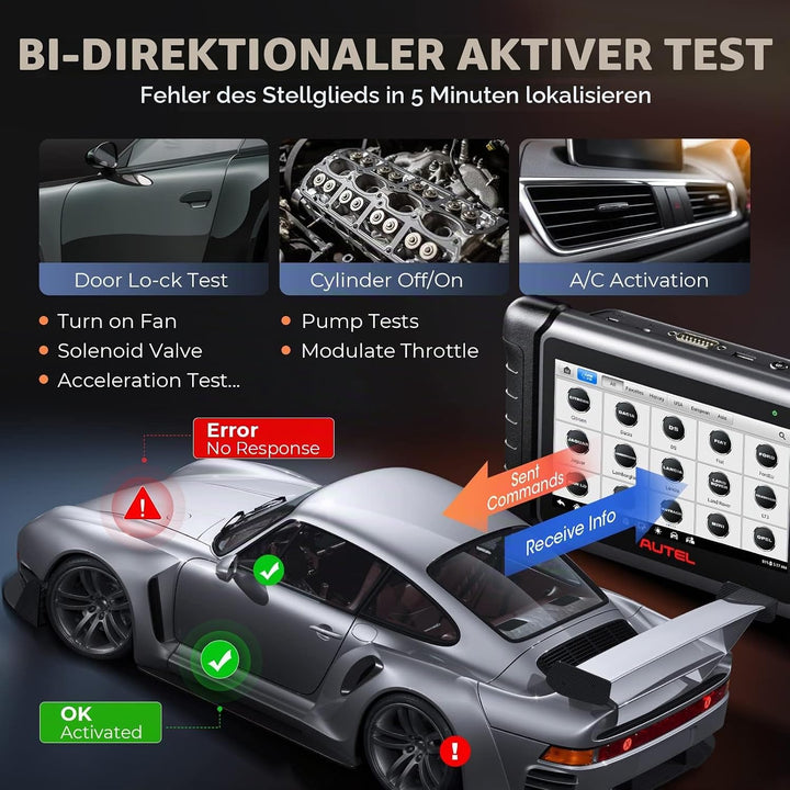 Autel MaxiCOM MK808S 2023 OBD2 Diagnosegerät mit Allen System &amp; Servicefunktionen inkl. Ölrückstellu