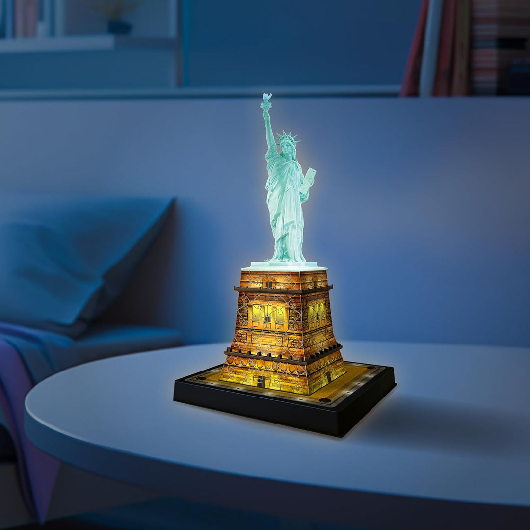 Ravensburger 3D Puzzle Freiheitsstatue bei Nacht 12596 - Das berühmte Bauwerk in New York als Night