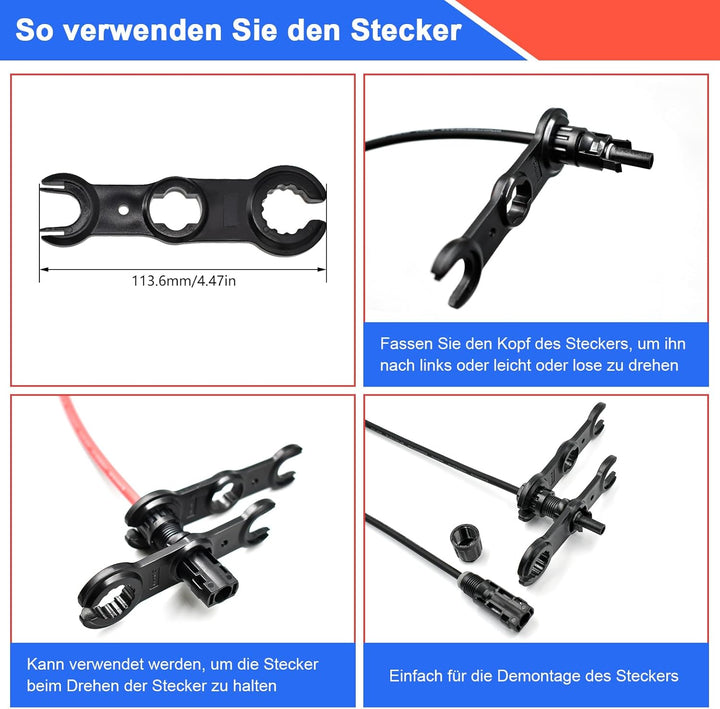 Solar Crimpzange Werkzeug Set für 2,5/4/6 mm² Solarpanel-Solarkabel, 2 Paar Solarstecker + 1x Crimpz
