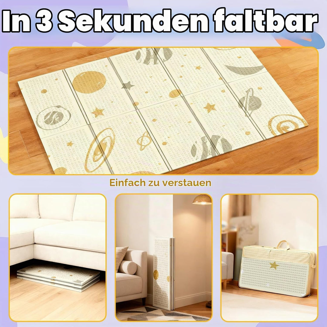 Huracan Krabbelmatte Baby Spielmatte, Doppelseitige Kinderzimmer Faltbar, Spielteppich Kinder Teppic