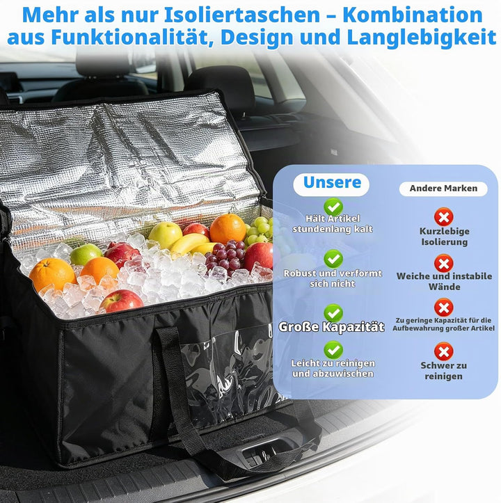 Kühltasche Gross 60L, Kühltasche Faltbar, Isoliertasche, Thermotasche, Einkaufstasche Faltbar - Oxfo