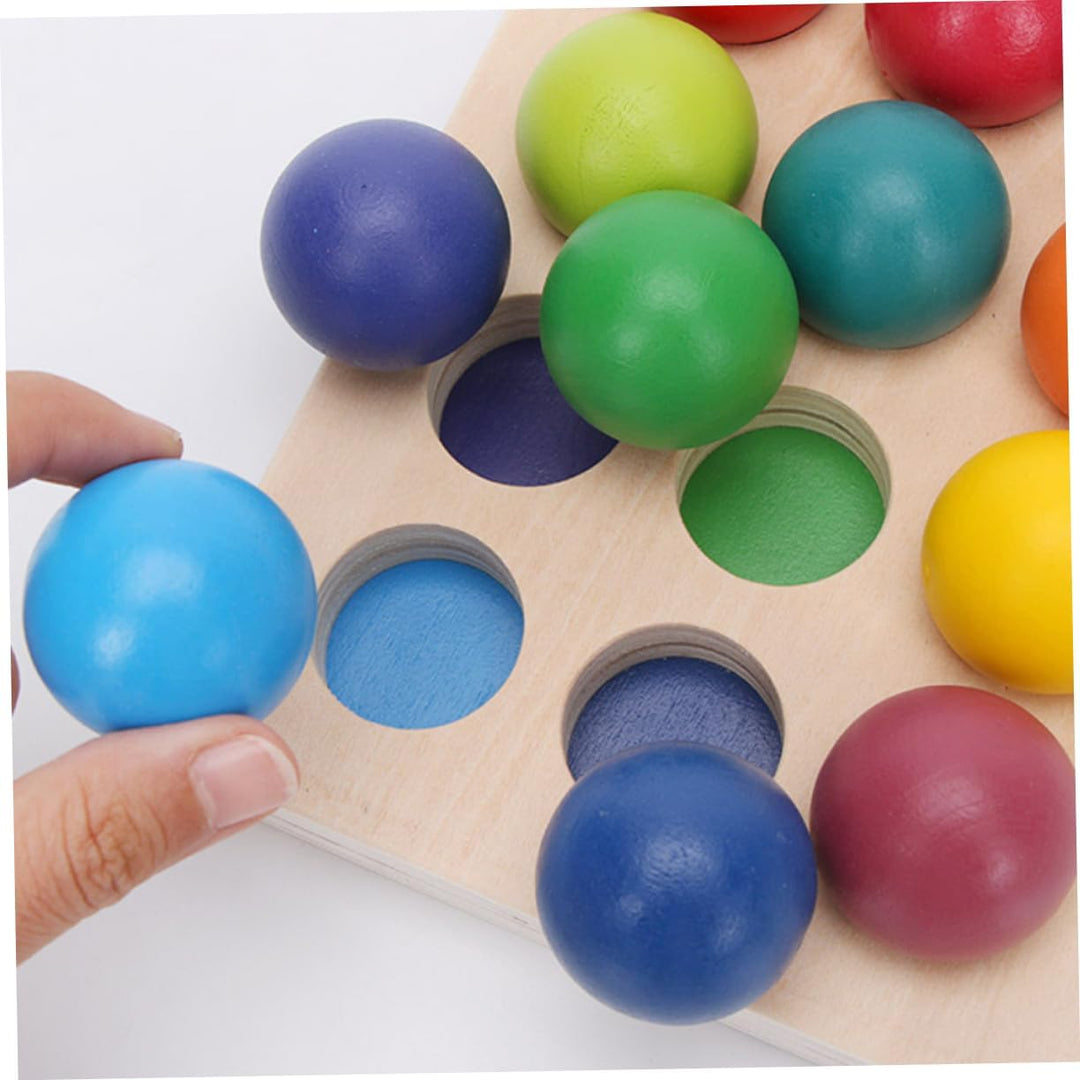 BESTonZON Montessori Holzspielzeug Farbsortierung Lernspiel für Kleinkinder, Regenbogen Sortierbrett