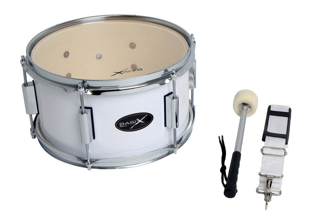 Gewa Basix Marching Tenor Drum, weiss, (14 Zoll) x (10 Zoll) Marching Tenordrum inkl. Schlägel, Marc