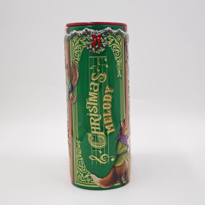 MediMuc Kleine Buchdose Xmas Song rot Weihnachtsdose, Aufbewahrungsdose, Keksdose, Blechdose aufwänd