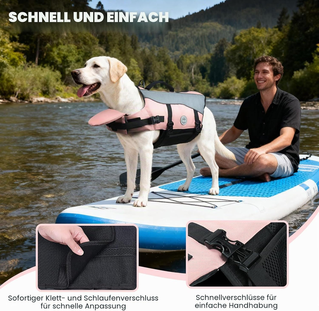 VIVAGLORY Front Float Schwimmweste Hund, Hundeschwimmweste für Bootfahren, Schwimmweste with Kopfstü