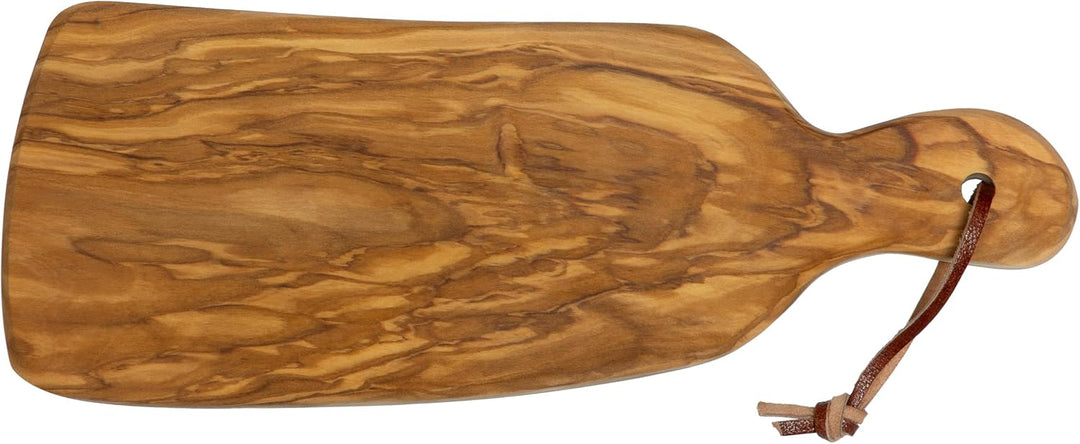 SIKORA Olivenholz Schneidebrett aus traditionellem Holz aus Bethlehem Vesperbrett mit Griff - Länge:
