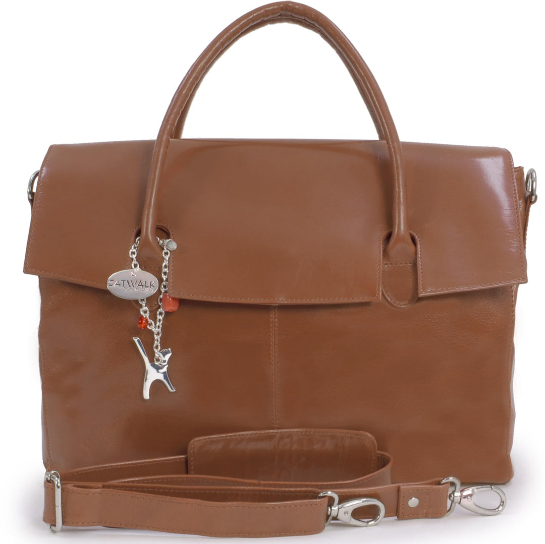 Catwalk Collection Handbags - Damen Leder Laptoptasche 17 Zoll - Arbeitstasche Extra Gross - Aktenta