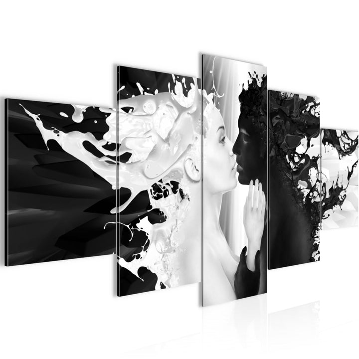 Runa Art - Bilder Milk und Coffee 200 x 100 cm 5 Teilig XXL Wanddekoration Design Schwarz Weiss 0050