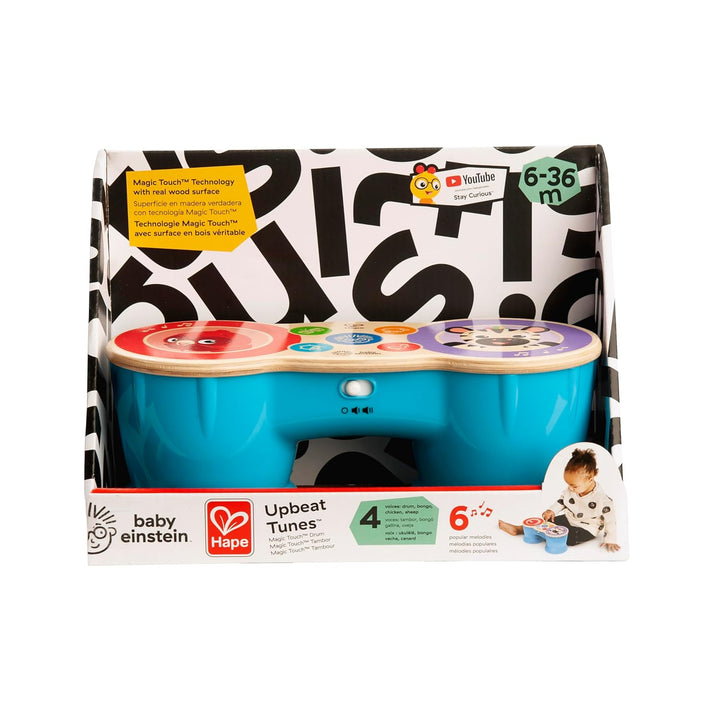 Baby Einstein 12610 Hape Upbeat Tunes Magic Touch Holztrommel, Musikspielzeug aus Holz, mit 6 Melodi
