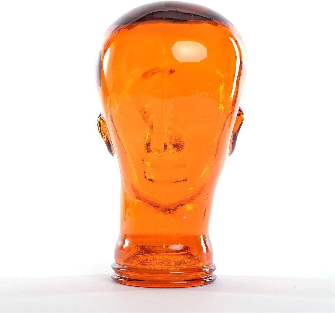 DESIGN DELIGHTS KOPFHÖRERSTÄNDER Mick | Recycling Glas, transparent orange, 29 cm | Deko Kopf