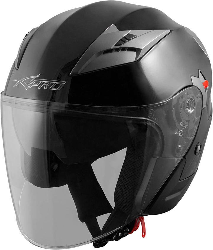 Motorradhelm Helm Sturzhelm Jethelm Roller Innensonnenblende Visier 61-62 cm (XL) Schwarz, 61-62 cm