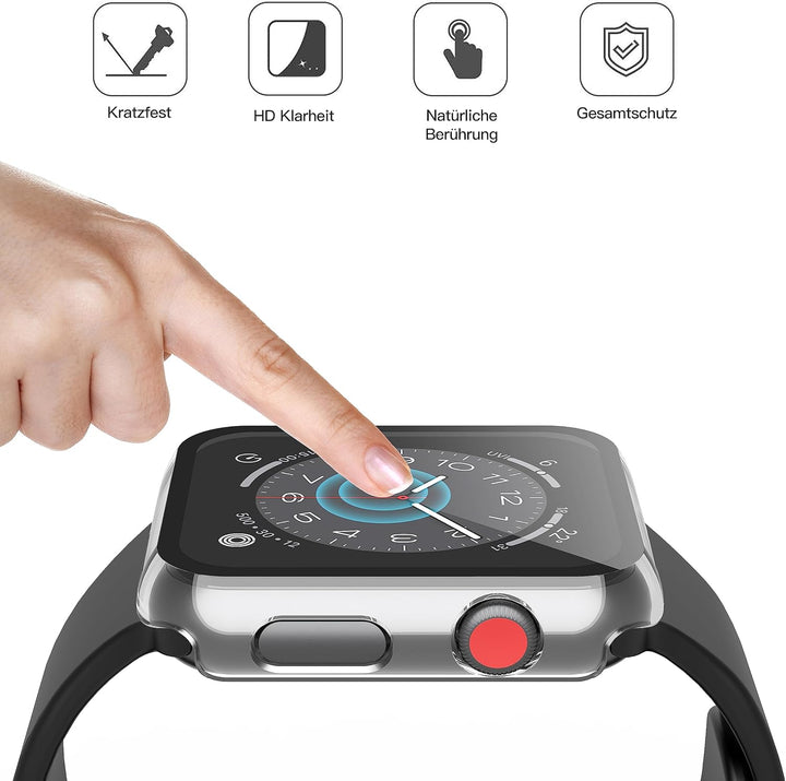 Misxi Transparent Hard Hülle mit Glas Displayschutz Kompatibel mit Apple Watch Series 3 Serie 2 38mm