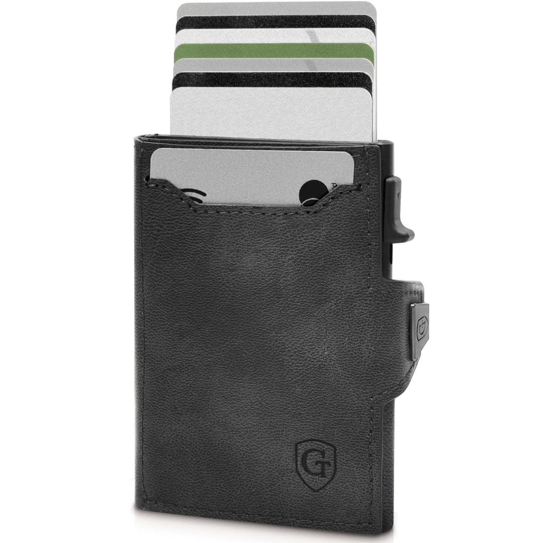 GenTo - Slim Wallet mit Münzfach - Geldbeutel Herren für 10 Karten - Geldbörse mit RFID Schutz - Sma