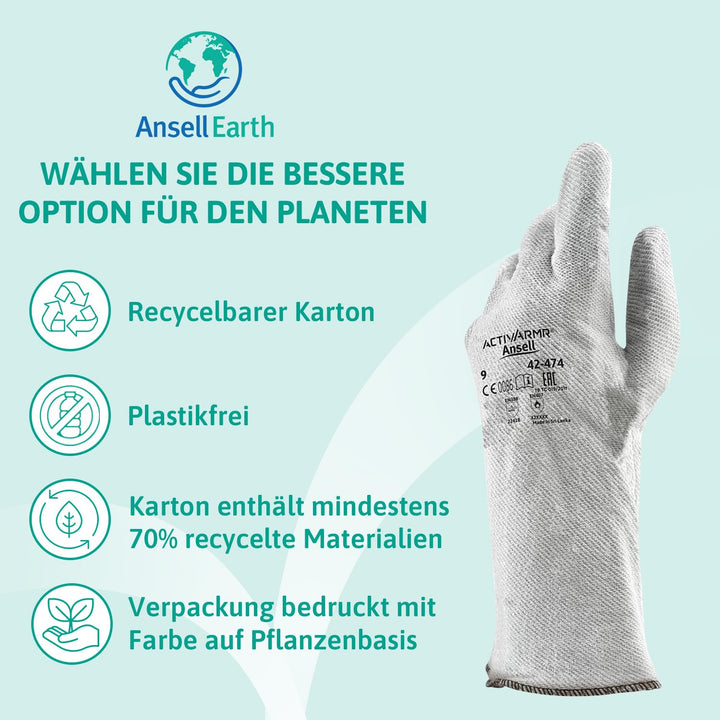 Ansell ActivArmr 42-474 Hitzebeständige Handschuhe, Mechanik- und Chemikalien-Schutz bei industriell