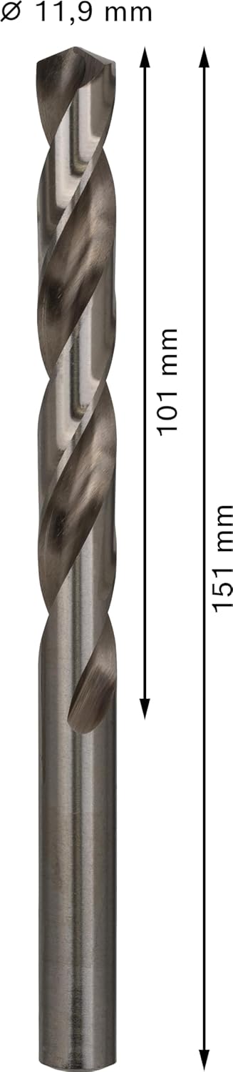 Bosch Professional Metallbohrer HSS-G geschliffen (5 Stück, Ø 11,9 mm) Durchmesser: 11.9/Gesamtlänge