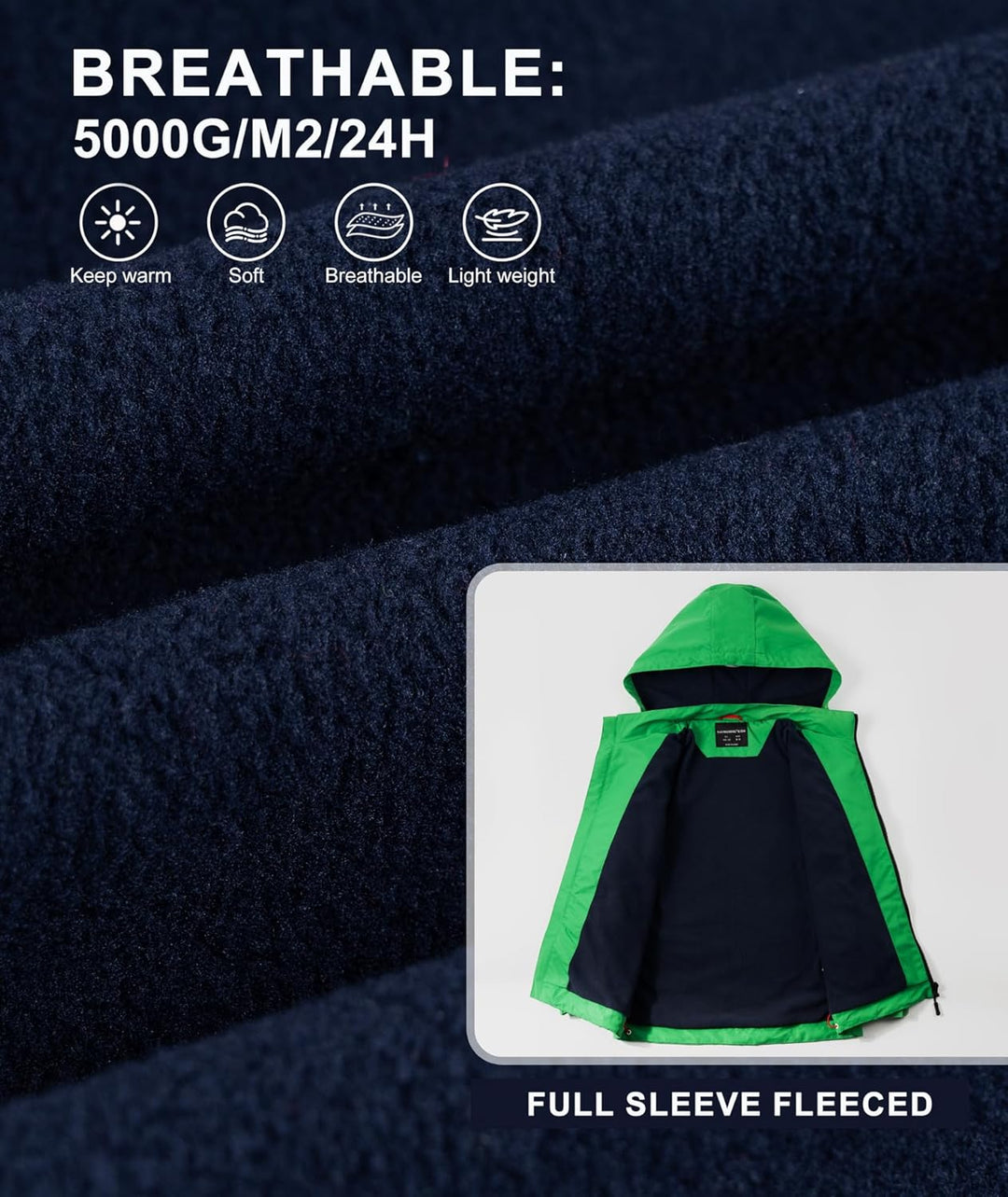 YoungSoul Kinder wasserdichte Regenjacke mit Abnehmbarer Kapuze 104-110 Grün, 104-110 Grün