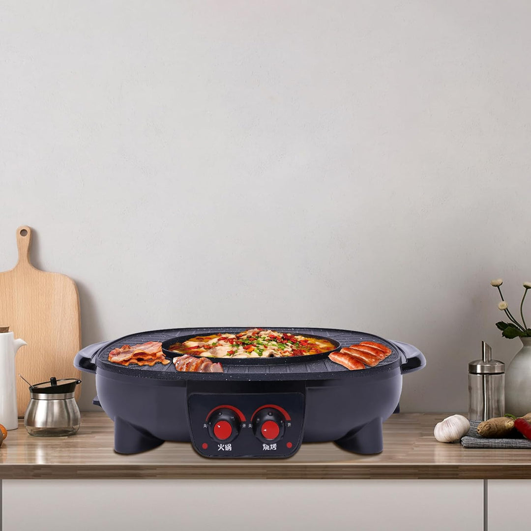 Hot Pot BBQ Elektro Hotpot Ofen Rauchfreie Grillpfanne Grillmaschine Multifunktions Elektro Grillpfa