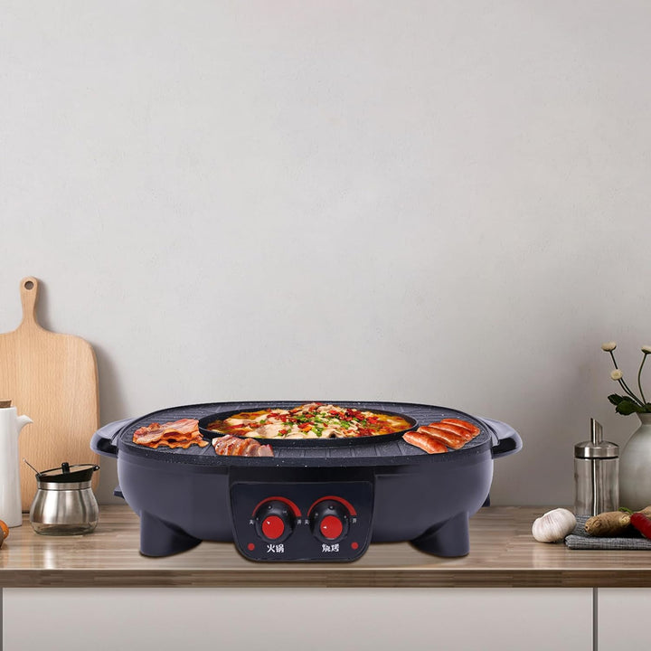 Hot Pot BBQ Elektro Hotpot Ofen Rauchfreie Grillpfanne Grillmaschine Multifunktions Elektro Grillpfa