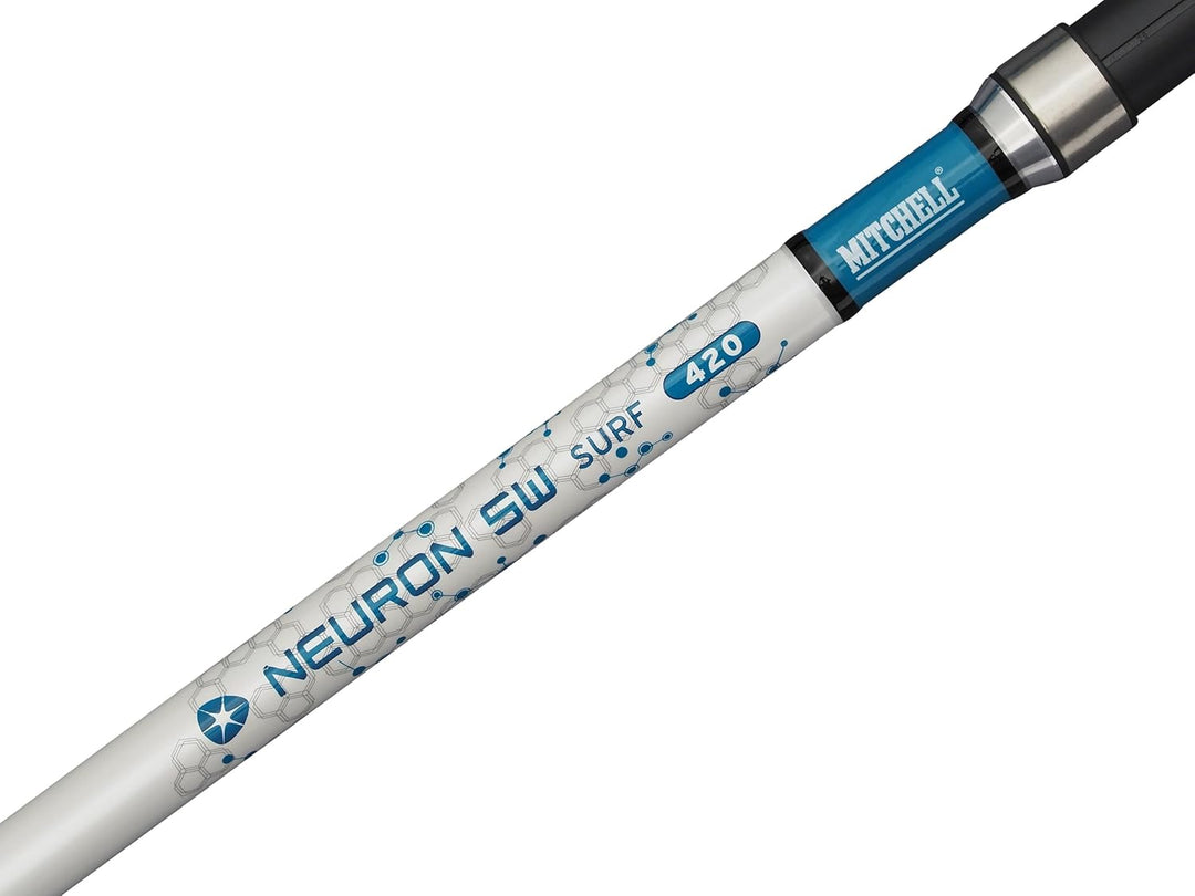 Mitchell Neuron SW II Surf-Ruten- und Rollen-Kombination | Salzwasser-Surf-Angel-Set | 1+1-Lager-Rol