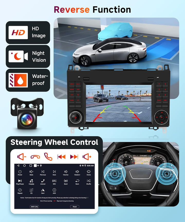 【2+64G】 Hodozzy Carplay Autoradio für Mercedes Benz B200 W169 W245 Viano,7 Zoll Touchscreen mit Andr