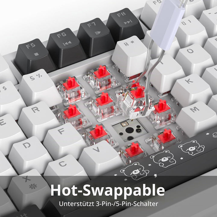 SOLIDEE Verkabelte Mechanische Gaming Tastatur 75 Prozent,hot-swap-fähige Mechanische Tastatur mit G