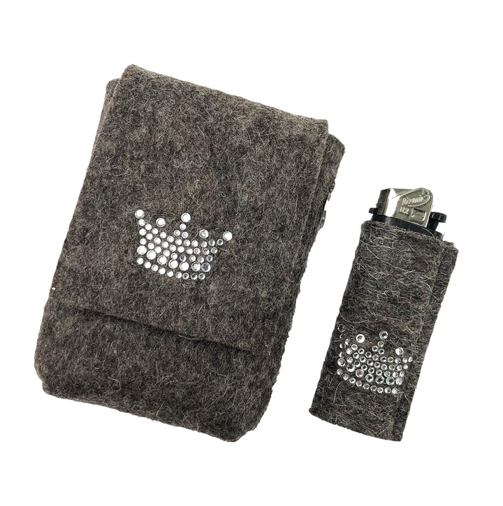 zigbaxx Set Zigarettenetui mit Feuerzeughülle LITTLE CROWN - Zigarettenhülle für Zigarettenschachtel