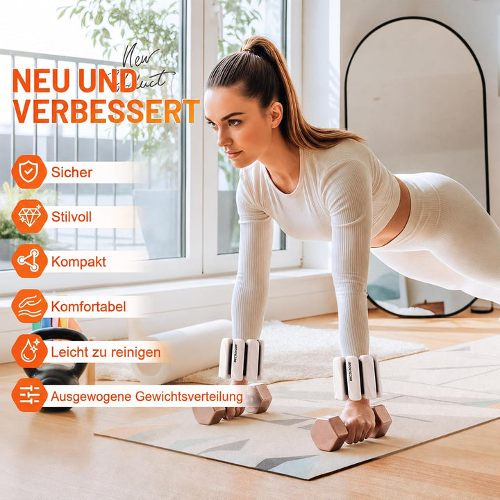 BECOJADDE Gewichtsmanschetten fuss 0.45 KG / 0.9 KG Je Gewichte für Beine und Arme Set 2 Ankle Weigh