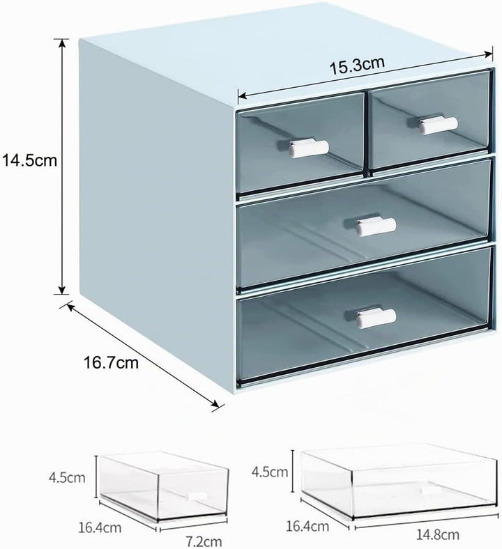 Schreibtisch-Aufbewahrung, Make-up-Aufbewahrungsbox mit 4 Schubladen, Kunststoff, Bürobedarf, Schrei