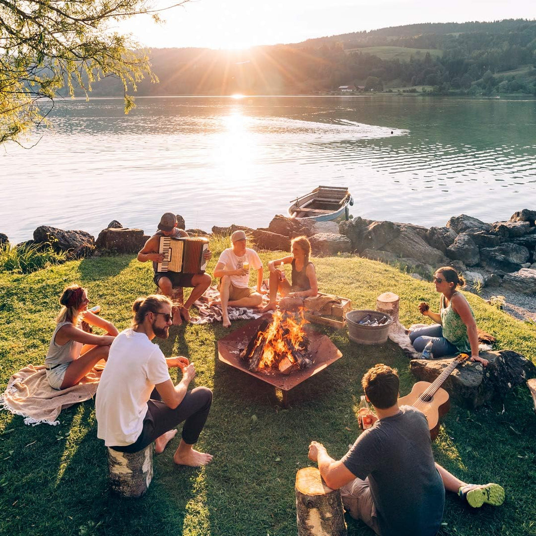 höfats - TRIPLE 90 Feuerschale - Design-Feuerstelle und Grill - für Terrasse und Garten - Corten-Sta