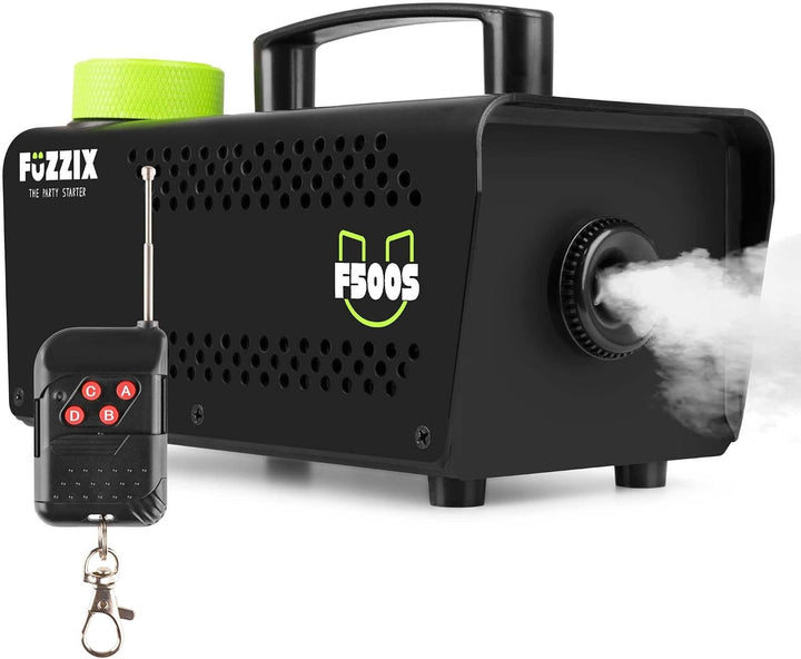 Fuzzix F500S Nebelmaschine Mini mit Funk-Fernbedienung, Nebelmaschine Halloween, 500 Watt Rauchmasch