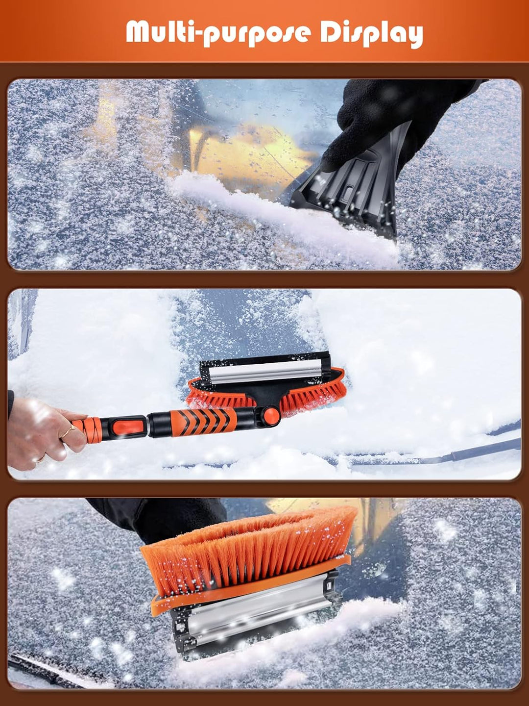 WARSUN Auto Eiskratzer 110CM Ausziehbare Eiskratzer Auto mit Besen 4in1 Schneeschaufel- und Schneebü