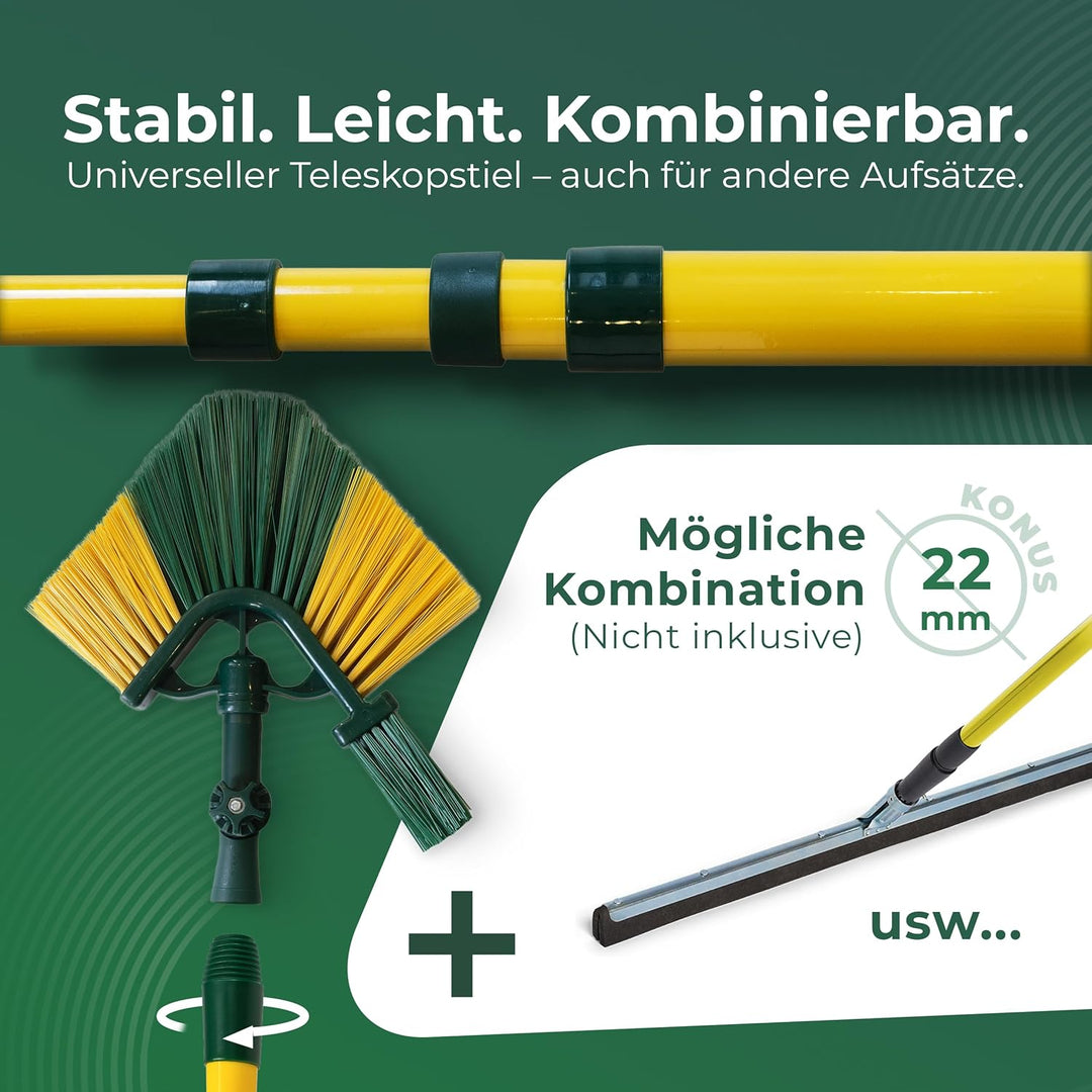 Novaliv 2X Dachrinnenbürste & Eckenbürste mit Schaber & Teleskopstiel 3,3m, Dachrinnen Reinigung Bes