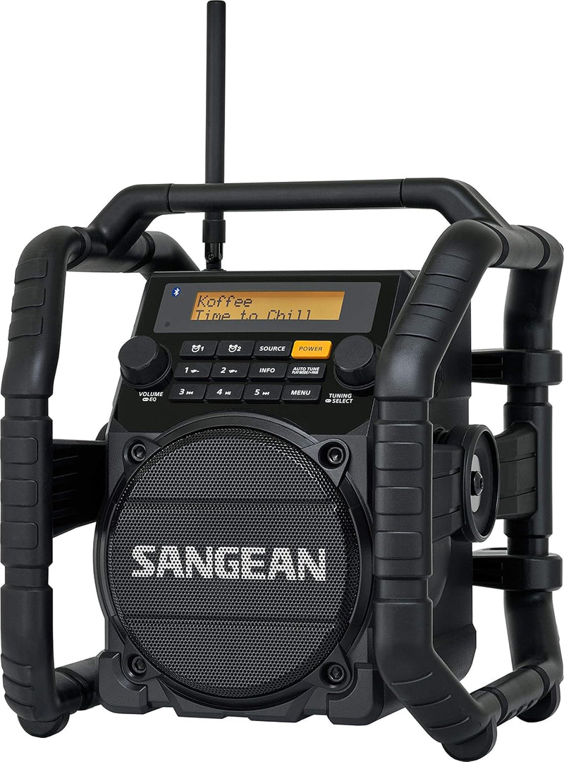 Sangean U-5DBT Baustellen Radio mit Bluetooth | Stossfestes Radio mit DAB+, UKW+, FM, Aux und Blueto