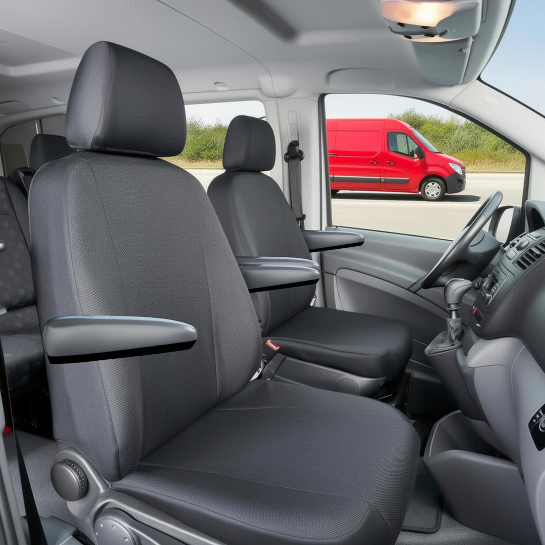 Walser Transporter Sitzbezüge Auto kompatibel mit Mercedes-Benz Viano/Vito, 2 Einzelsitze mit Armleh