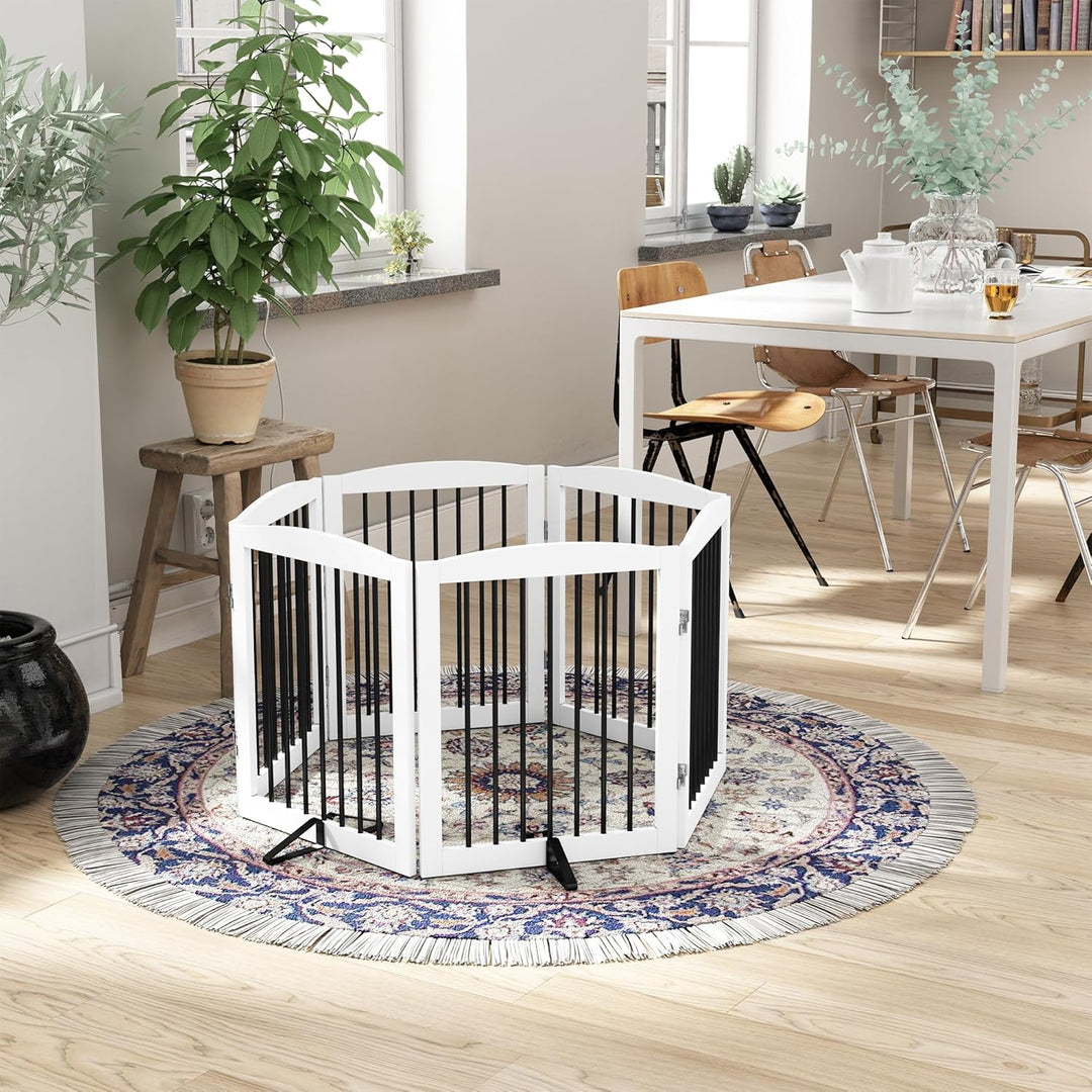 HOLTICO Absperrgitter Hund,Hundegitter für Wohnung Garten ohne Bohren aus Metal Holz,Freistehendes H