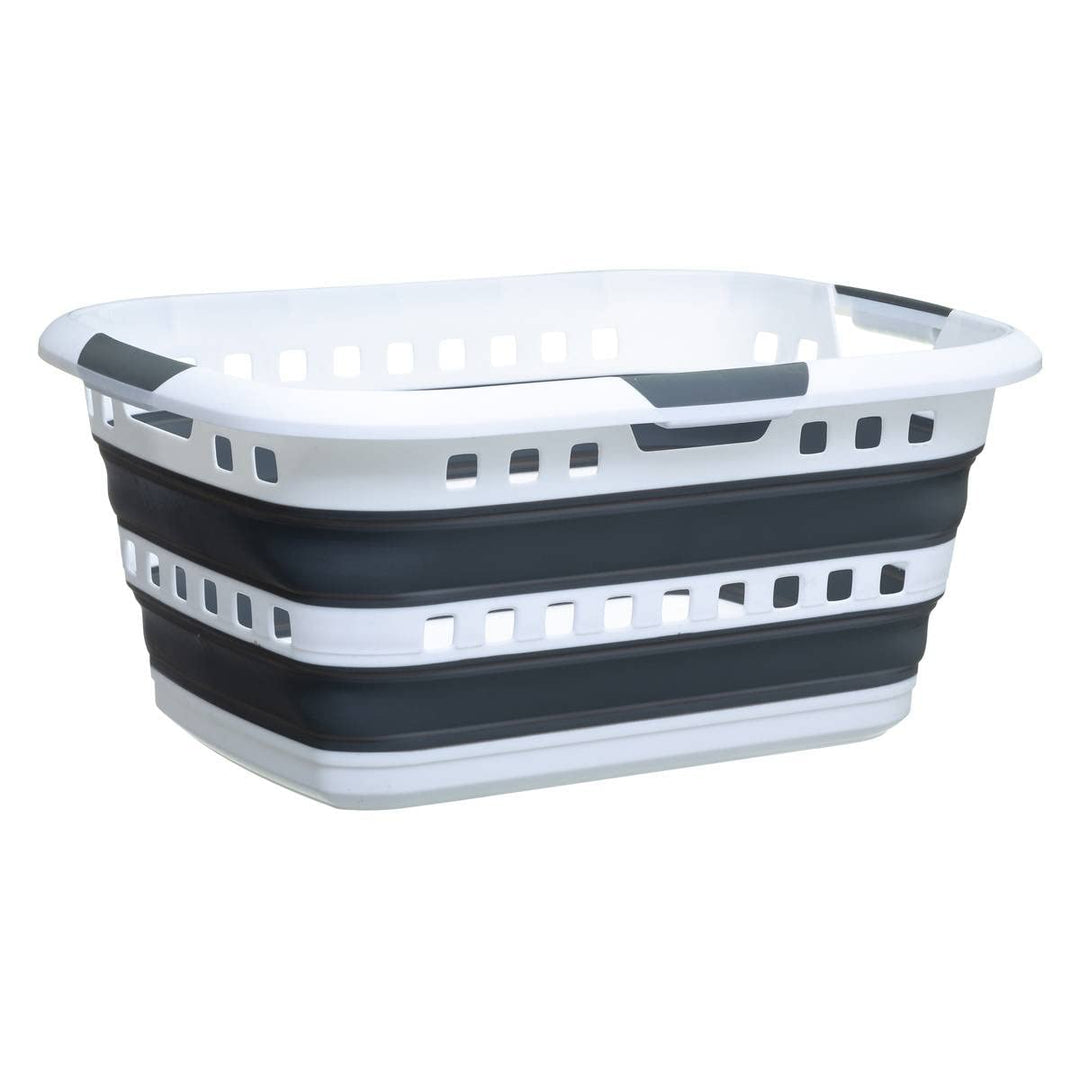 5 five simply smart 5five - faltbarer wäschekorb 45l hugger grau und weiss cm Grau, cm Grau