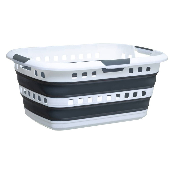 5 five simply smart 5five - faltbarer wäschekorb 45l hugger grau und weiss cm Grau, cm Grau