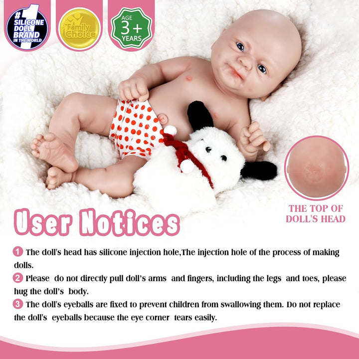 Vollence 36 cm Vollsilikon-Wiedergeborene Babypuppen, lebensechte Neugeborene Platin-Silikon-Babypup