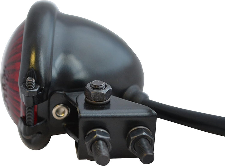 Motorrad LED Stop Rücklicht - Homologated - Glänzend Schwarz mit Rot Gläser für Cafe Racer, Scramble