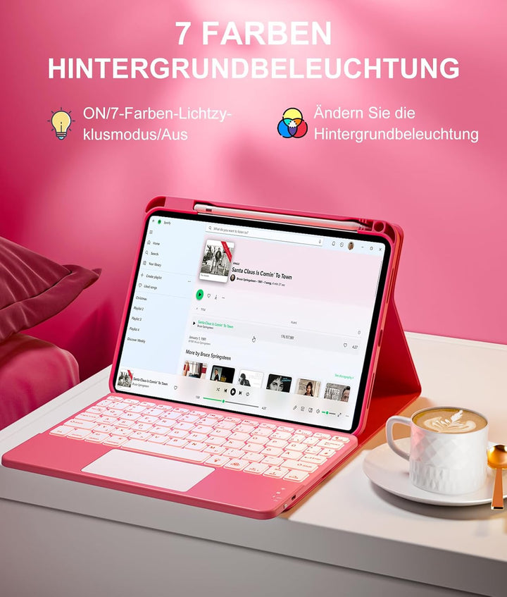 Vobafe Touchpad Hülle mit Tastatur für iPad A16 11 10 Generation 2025 2022, 11/10,9 Zoll, Magnetisch