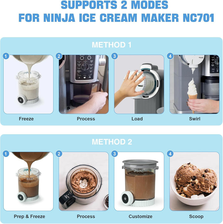 4 Stück Behälter für Ninja Swirl by CREAMi, Swirl Pints und Deckel Kompatibel mit Ninja NC700/NC701E
