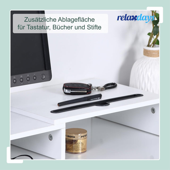 Relaxdays Monitorständer, 2 Monitore, ausziehbare Segmente, Breite 74-105 cm, ergonomische Bildschir