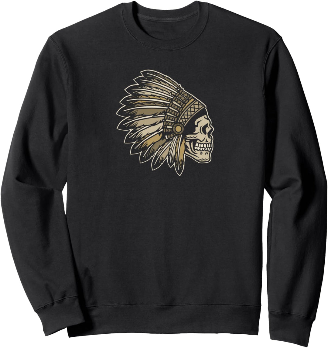 Bester Schädel-indischer Kopfschmuck-Indie-Motorrad-Rocker Sweatshirt
