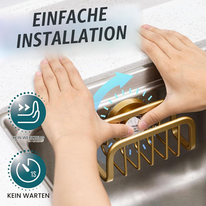 TAILI Schwammhalter Küche mit Leistungsstarker Saugnapf, Abnehmbar, Waschbecken Caddy für Schwämme,