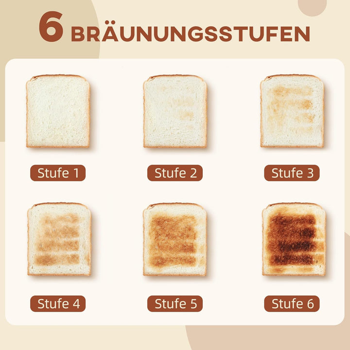 HOMCOM Wasserkocher Toaster Set 2200 W 1,7L Wasserkocher, 2 Scheiben Toaster, 6 Bräunungsstufen, Auf