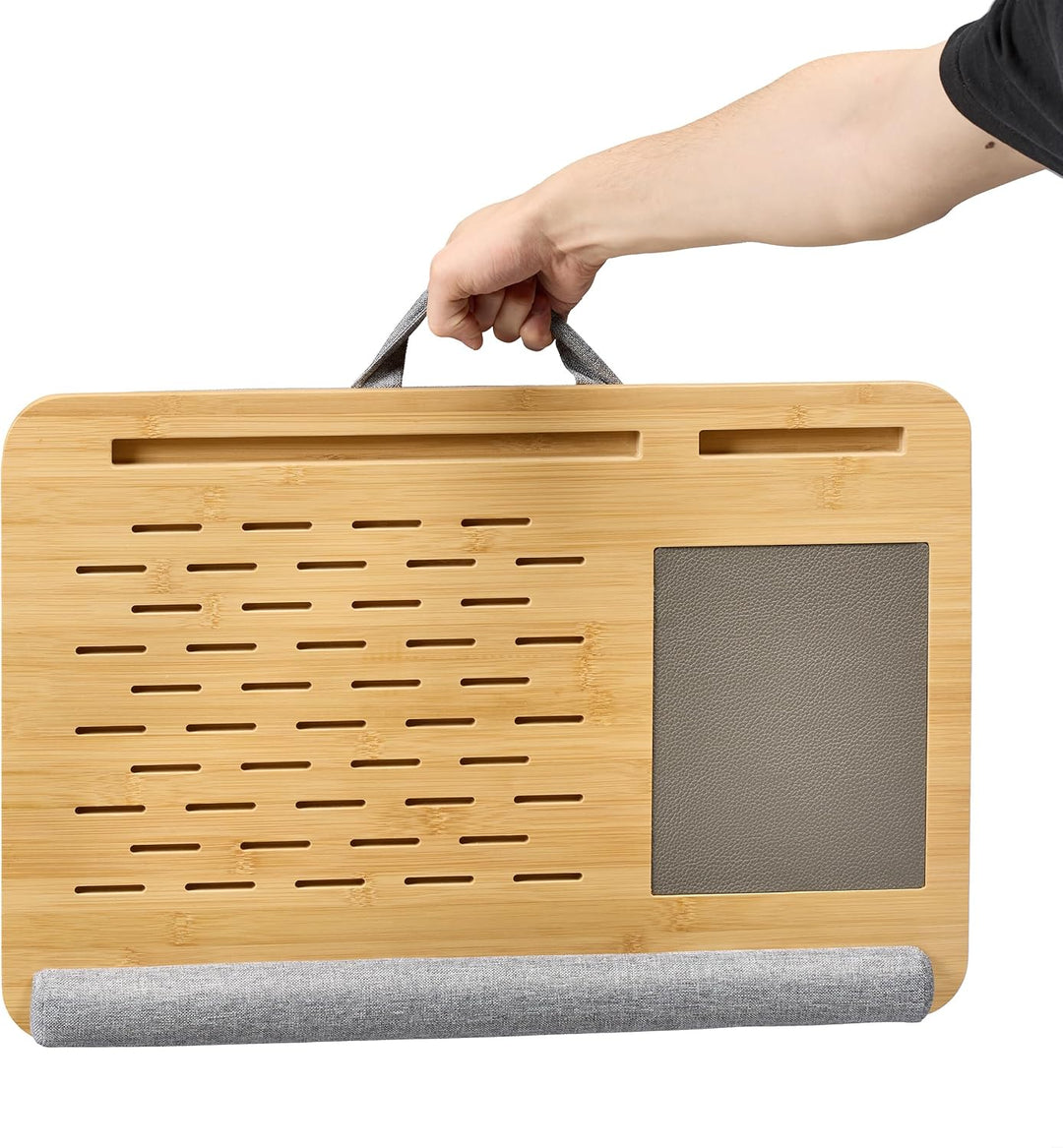 Relaxdays Laptopkissen, Bambus, Handgelenkauflage, Mauspad, HBT 10x55,5x36 cm, Laptopablage, Laptopu