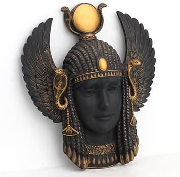 Veronese Design Ägyptische Art Deco Göttin Isis Wandtafel, Kunstharz, Schwarz / goldfarben