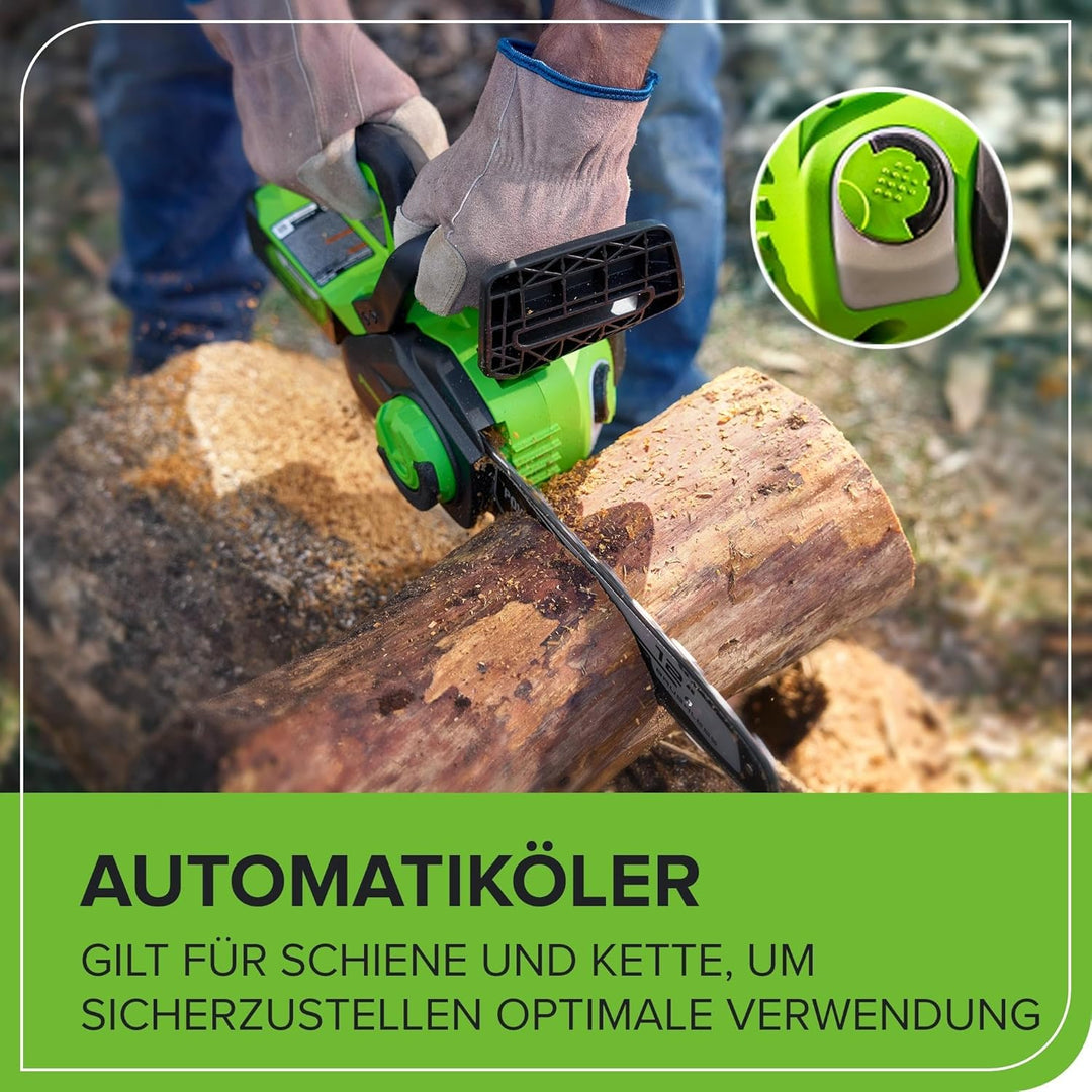 Greenworks GD24CS30 Akku Kettensäge mit bürstenlosem Motor, 30 cm Blattlänge, 7,8 m/s Kettengeschwin